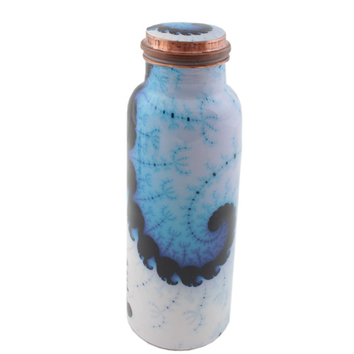 Kupferflasche Spiral blau-weiss, 0,85 Liter